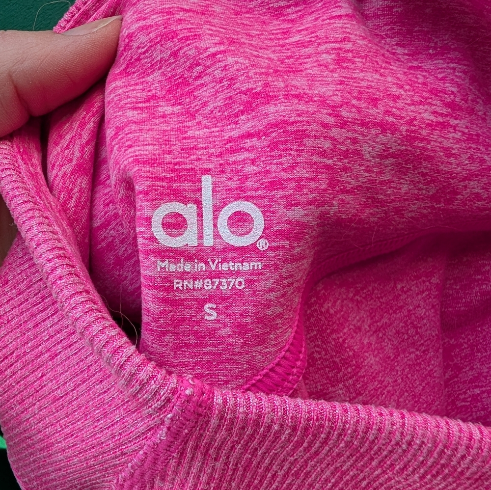 Alo Pink Sports Bra and Shorts Set - Picture 5 of 8